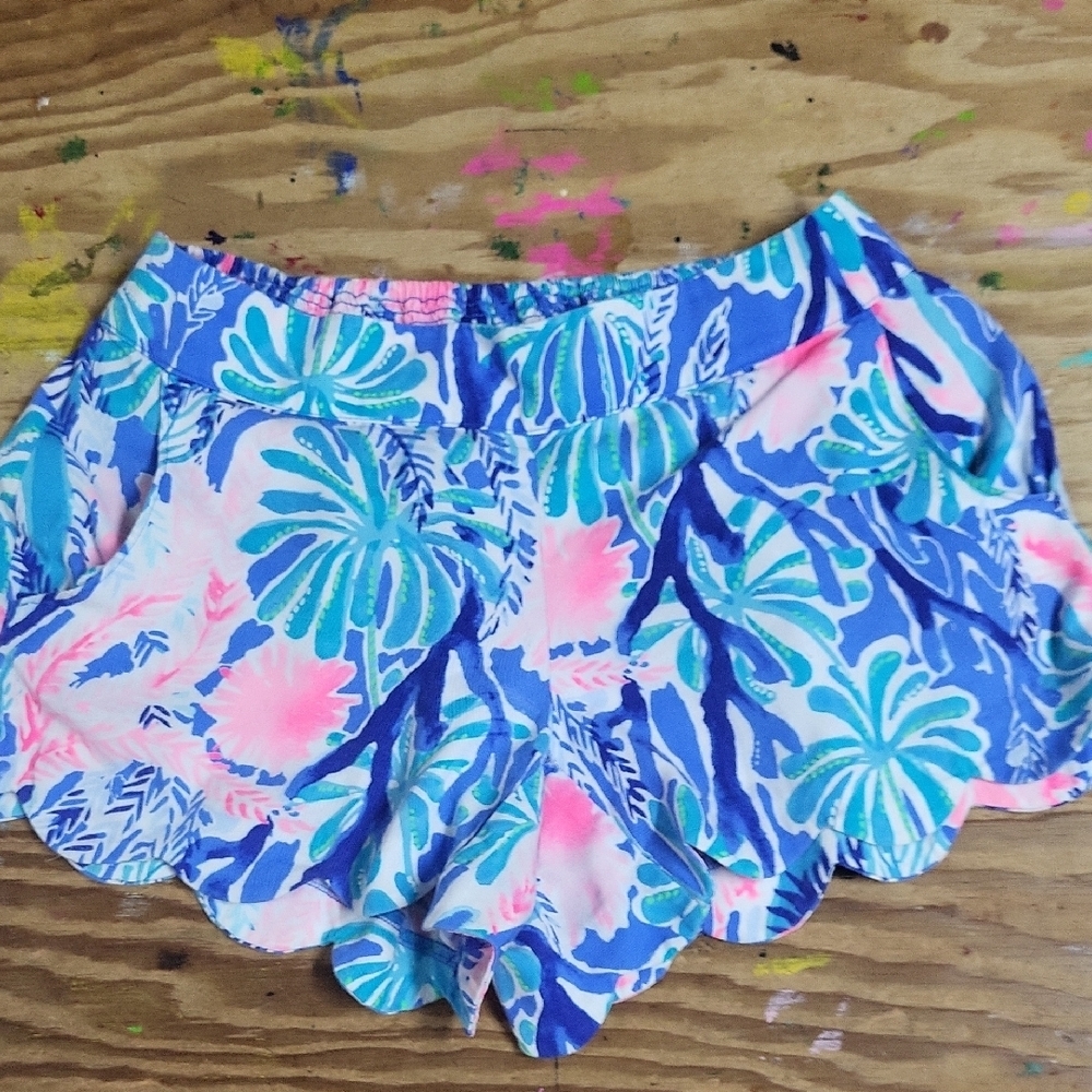 Lilly Pulitzer High Waist Tropical Blue Shorts small EUC
